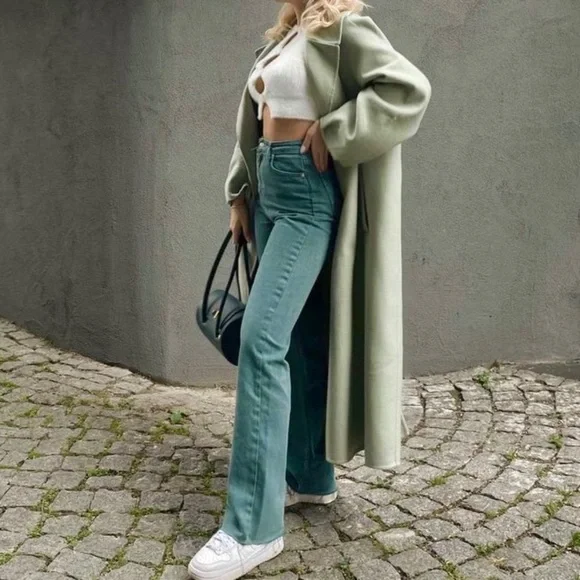 NEW Zara oversized wool blend coat baby green - Picture 15 of 15